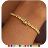 M MOOHAM Birthstone Bracelets for Women, 14k Gold Plated Beaded Bracelet | Non Tarnish Gold Birthstone Bracelet, Birthstone Jewelry Birthday Gift for Women, Minimalist Daily Wear(08.August(Peridot))