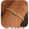 M MOOHAM Birthstone Bracelets for Women, 14k Gold Plated Beaded Bracelet | Non Tarnish Gold Birthstone Bracelet, Birthstone Jewelry Birthday Gift for Women, Minimalist Daily Wear(12.December(Tanzanite))