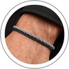 M MOOHAM Black/Silver-Plated Stainless Steel Chain Bracelet for Men | Sturdy Wheat Cuban Link Rope Figaro Chain Bracelet, Jewelry Gifts for Men, 7.3/8.5 Inch(Black Wheat Chain+Silver-Plated Rope Chain)