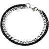 M MOOHAM Black/Silver-Plated Stainless Steel Chain Bracelet for Men | Sturdy Wheat Cuban Link Rope Figaro Chain Bracelet, Jewelry Gifts for Men, 7.3/8.5 Inch(Black Wheat Chain+Silver-Plated Figaro Chain)