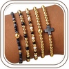M MOOHAM Boho 14K Gold Plated Bracelets for Women – Elastic Cross Beaded Bracelet Stack Stretch Pearl Bead Bracelet Colorful Christian Jewelry Set Religious Gifts for Women Teen Girls(Black Cross)
