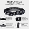 M MOOHAM Cross Bracelet for Men, Black Double-Row Braided Leather Bracelet | Stainless Steel Bible Verse Cross Bracelets, Christian Jewelry Religious Baptism Confirmation Faith Gifts for Men(Style 1-JOSHUA 1:9)