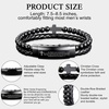 M MOOHAM Cross Bracelet for Men, Black Double-Row Braided Leather Bracelet | Stainless Steel Bible Verse Cross Bracelets, Christian Jewelry Religious Baptism Confirmation Faith Gifts for Men(Style 2-JOSHUA 1:9)