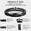 M MOOHAM Cross Bracelet for Men, Black Double-Row Braided Leather Bracelet | Stainless Steel Bible Verse Cross Bracelets, Christian Jewelry Religious Baptism Confirmation Faith Gifts for Men(Style 2-PHILIPPIANS 4:13)