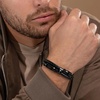 M MOOHAM Cross Bracelet for Men, Black Double-Row Braided Leather Bracelet | Stainless Steel Bible Verse Cross Bracelets, Christian Jewelry Religious Baptism Confirmation Faith Gifts for Men(Style 1-JOSHUA 1:9)