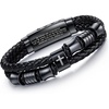 M MOOHAM Cross Bracelet for Men, Black Double-Row Braided Leather Bracelet | Stainless Steel Bible Verse Cross Bracelets, Christian Jewelry Religious Baptism Confirmation Faith Gifts for Men(Style 1-JOSHUA 1:9)