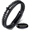 M MOOHAM Cross Bracelet for Men, Black Double-Row Braided Leather Bracelet | Stainless Steel Bible Verse Cross Bracelets, Christian Jewelry Religious Baptism Confirmation Faith Gifts for Men(Style 2-PHILIPPIANS 4:13)