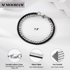 M MOOHAM Mens Bracelet, Black/Silver-Plated Chain Bracelets for Men | Stainless Steel Wheat Rope Figaro Cuban Link Chain Bracelet, Jewelry Gifts for Men, 7.3/8.5 Inch(Black Wheat Chain+Silver-Plated Figaro Chain)