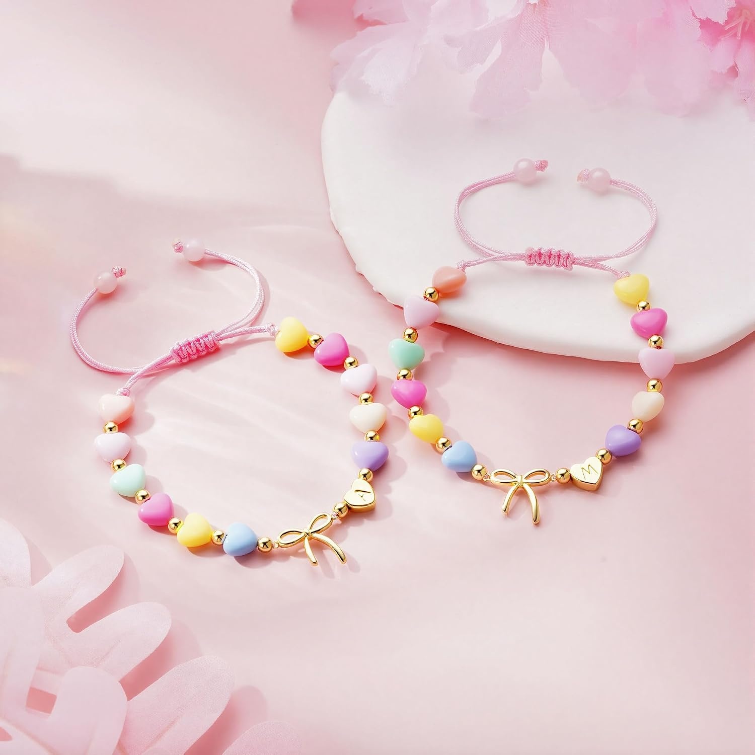 image:imageM MOOHAM Colorful Bow Initial Bracelets for Girls Gifts for Girls KidsS