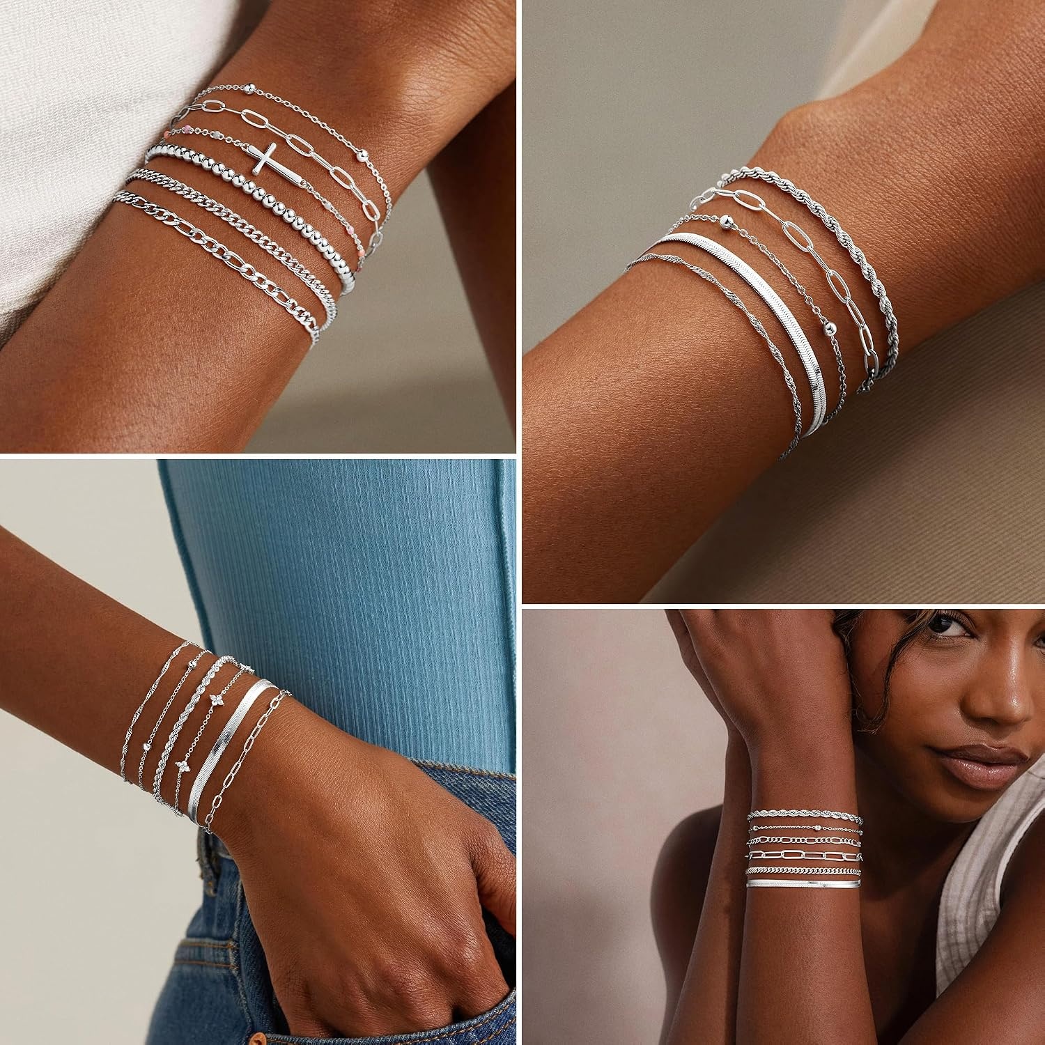 image:imageM MOOHAM Gold Bracelets Set for Women No Tarnish2Rope CZ Snake SetS