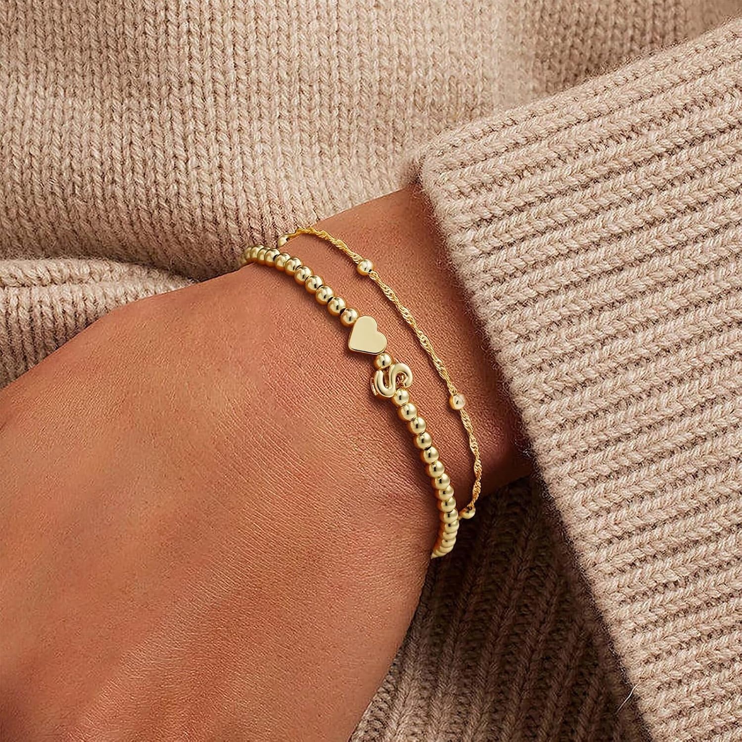 image:imageM MOOHAM Heart Initial Bracelets for Girls Women Teen Girl Gifts JewelryK