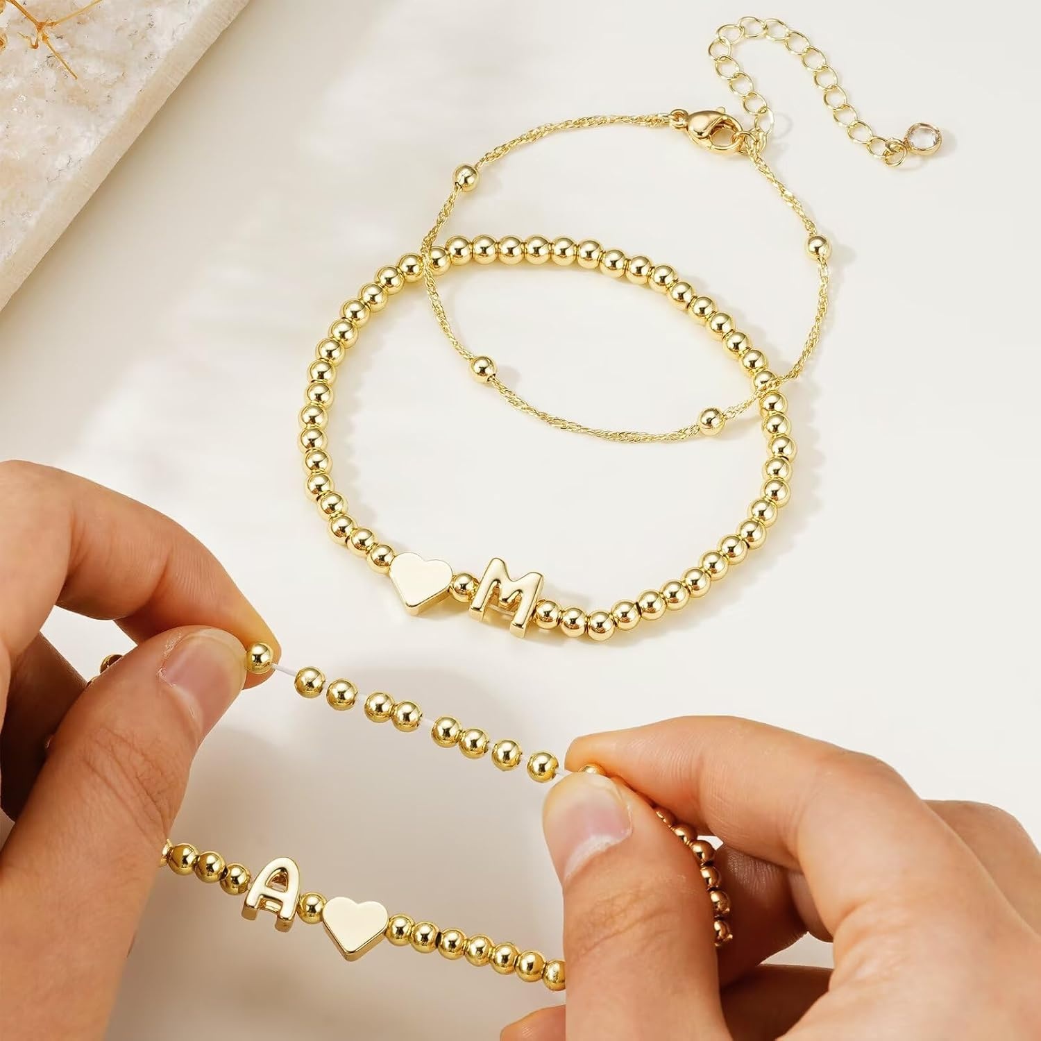 image:imageM MOOHAM Heart Initial Bracelets for Girls Women Teen Girl Gifts JewelryR