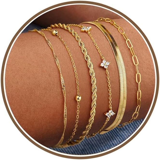 image:imageM MOOHAM Gold Bracelets Set for Women No Tarnish1Rope CZ Snake SetG