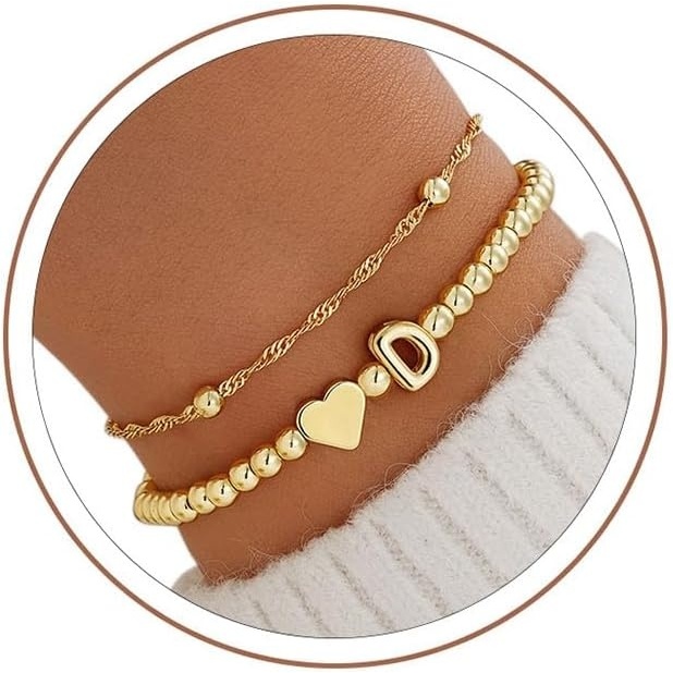 image:imageM MOOHAM Heart Initial Bracelets for Girls Women Teen Girl Gifts JewelryD