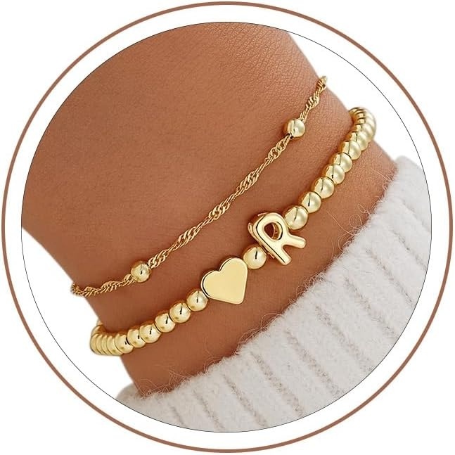 image:imageM MOOHAM Heart Initial Bracelets for Girls Women Teen Girl Gifts JewelryR