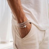 M MOOHAM Cross Bracelets for Men, Silver Plated Mens Chain Bracelet Stack(Box Chain+Cuban Link Chain)