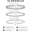 M MOOHAM Cross Bracelets for Men, Silver Plated Mens Chain Bracelet Stack(Box Chain+Cuban Link Chain)