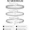 M MOOHAM Cross Bracelets for Men, Silver Plated Mens Chain Bracelet Stack(Figaro Chain+Cuban Link)