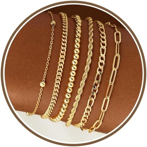 M MOOHAM Gold Bracelets Set for Women No Tarnish(4.Rope Beaded Set)
