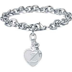 M MOOHAM Initial Bracelet for Women, Heart Charm Bracelets