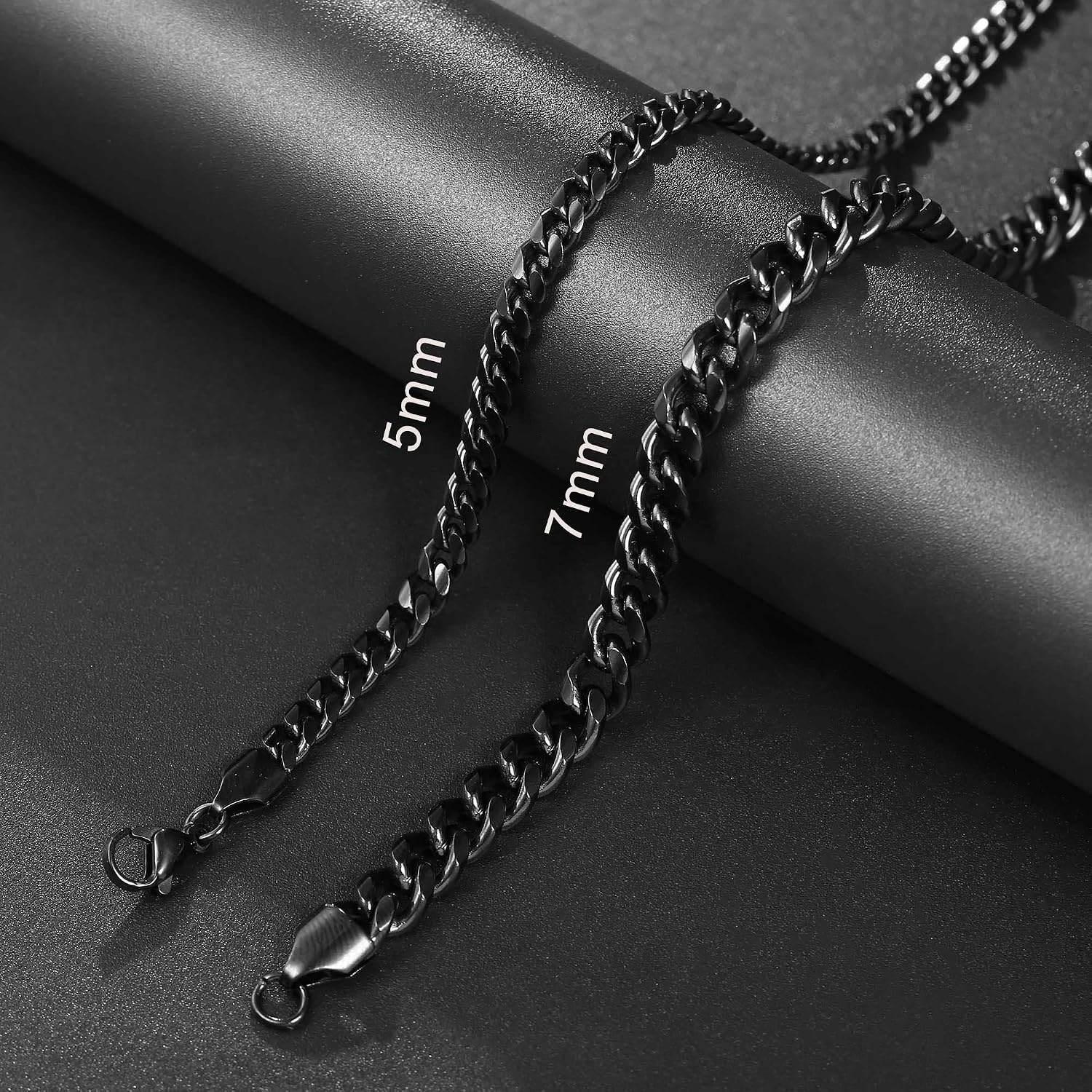 image:imageM MOOHAM Cuban Link Chain for Men Black Chain for Men Cuban Link Chain Necklace for Men Gifts Layered Mens Necklaces Mens Chain Stainless Steel Chains for Men Father