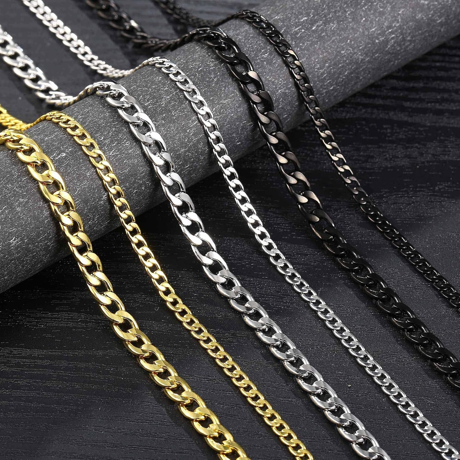 image:imageM MOOHAM Cuban Link Chain for Men Gold Chain for Men Cuban Link Chain Stainless Steel Necklace for Mens Chain Mens Necklaces Gold Chain for Men Teen Boys Gift Ideas