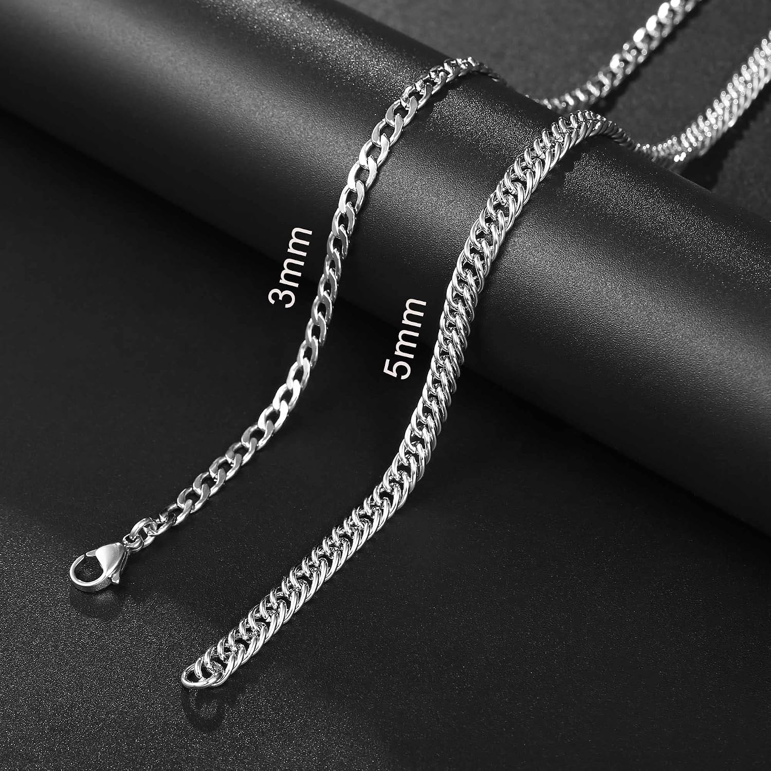 image:imageM MOOHAM Cuban Link Chain for Men Silver Chain for Men Cuban Link Chain for Men Necklace for Men Gifts Silver Chain Layered Chains for Men Mens Chain Chain Necklace for Men Jewelry