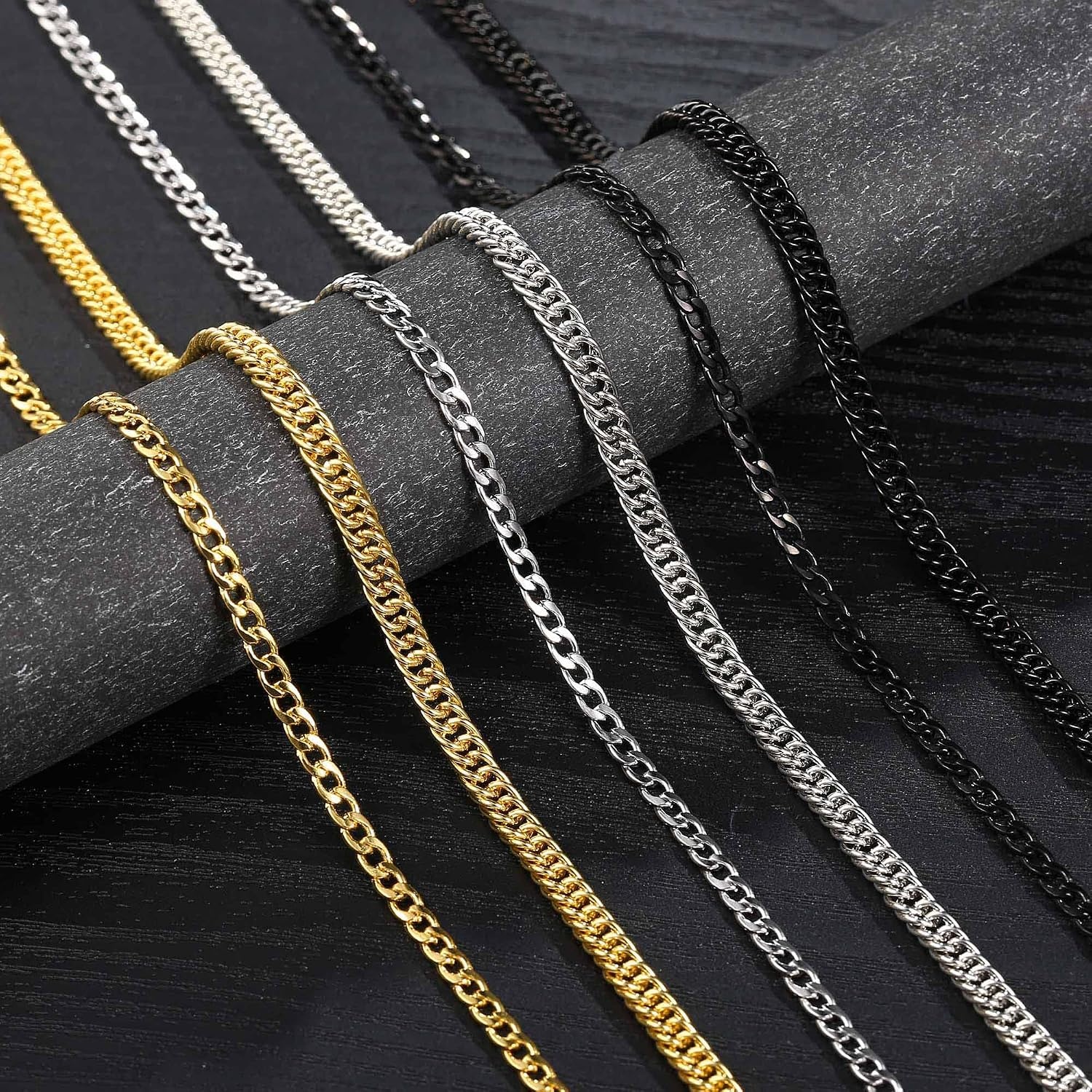 image:imageM MOOHAM Cuban Link Chain for Men Silver Chain for Men Cuban Link Chain for Men Necklace for Men Gifts Silver Chain Layered Chains for Men Mens Chain Chain Necklace for Men Jewelry