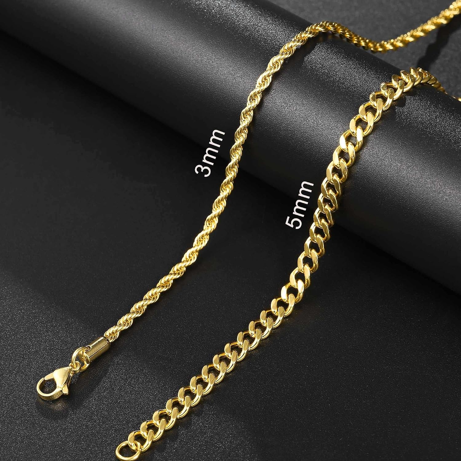 image:imageM MOOHAM Gold Chain for Men Neckalces Cuban Link Chain for Men Rope Chains for Men Gifts Gold Chain Gold Necklace Stainless Steel Chains for Men Jewelry