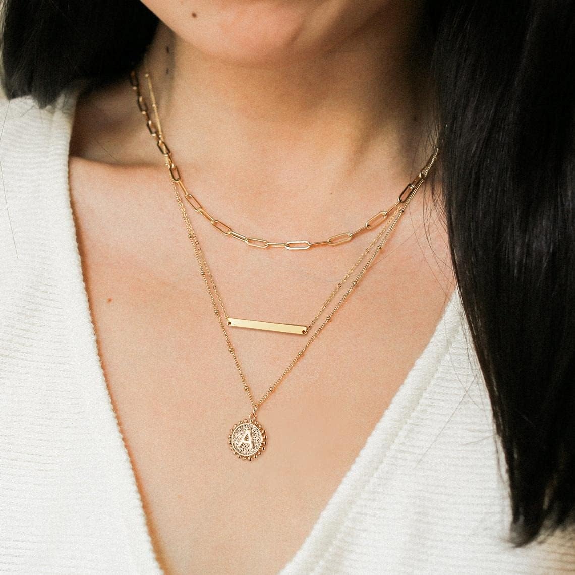 image:imageM MOOHAM Layered Gold Necklaces for Women Gold Layered Necklaces for Women Initial K Necklace for Women Gold Necklaces for Women Trendy Gold Necklace for Women Girls Gold Jewelry for Women