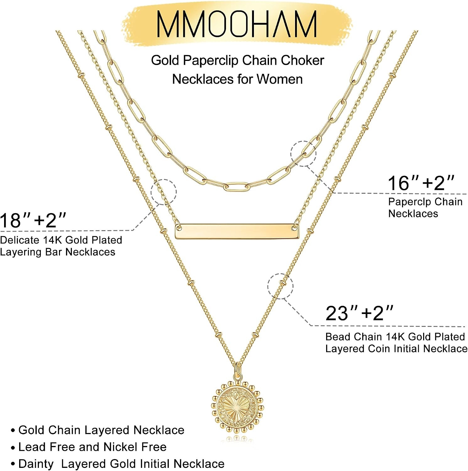 image:imageM MOOHAM Layered Gold Necklaces for Women Gold Layered Necklaces for Women Initial K Necklace for Women Gold Necklaces for Women Trendy Gold Necklace for Women Girls Gold Jewelry for Women