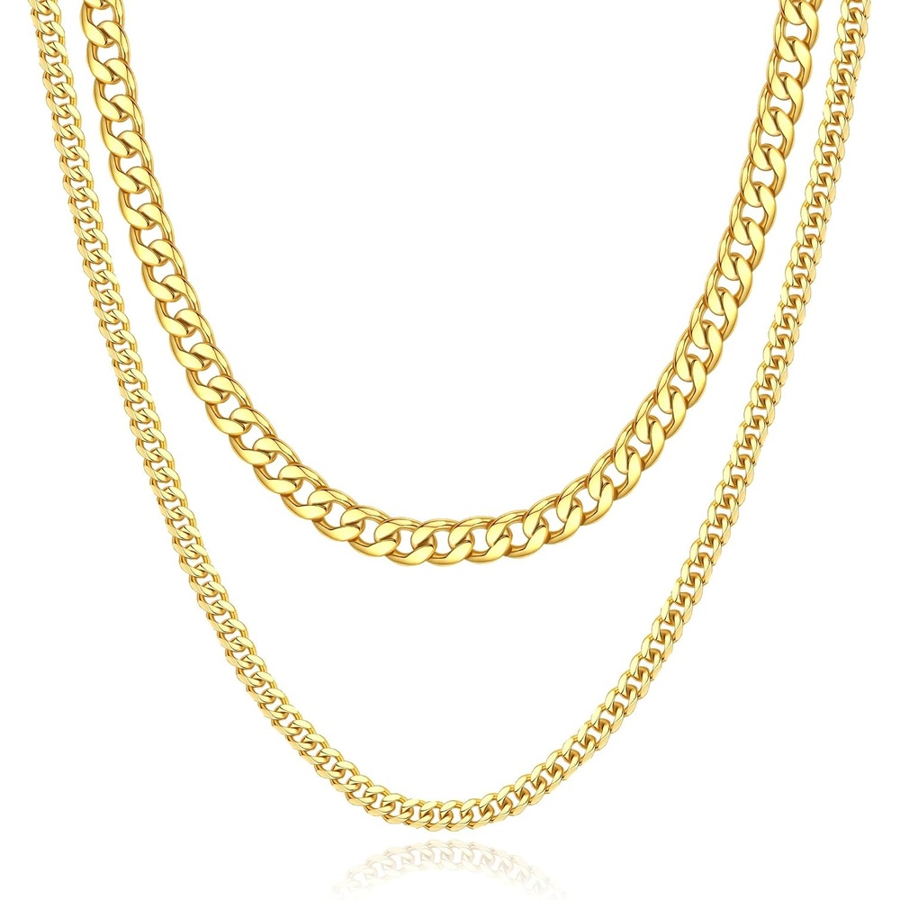 image:imageM MOOHAM Cuban Link Chain for Men Gold Chain for Men Cuban Link Chain Stainless Steel Necklace for Mens Chain Mens Necklaces Gold Chain for Men Teen Boys Gift Ideas