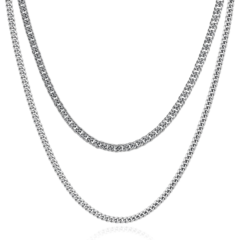 image:imageM MOOHAM Cuban Link Chain for Men Silver Chain for Men Cuban Link Chain for Men Necklace for Men Gifts Silver Chain Layered Chains for Men Mens Chain Chain Necklace for Men Jewelry