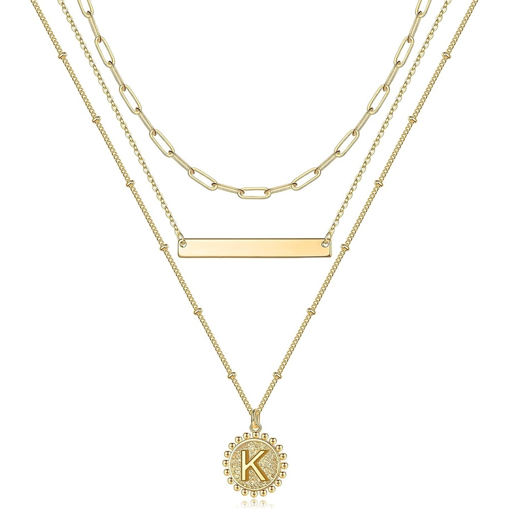image:imageM MOOHAM Layered Gold Necklaces for Women Gold Layered Necklaces for Women Initial K Necklace for Women Gold Necklaces for Women Trendy Gold Necklace for Women Girls Gold Jewelry for Women