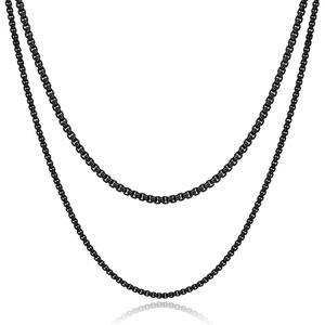 M MOOHAM Black Chain for Men Boys, Square Rolo Chains for Men | Necklace for Men Jewelry | Black Chain | Layered Chains for Men | Stainless Steel Necklace for Men Gifts | Teen Boys Gift Ideas