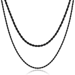 M MOOHAM Chains for Men Necklaces, Black Chain Black Rope Chains for Men Stainless Steel Necklace for Men Layered Twist Chains Gifts for Men Boyfriend Gifts from Girlfriend