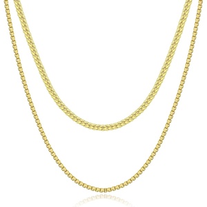 M MOOHAM Chains for Men Necklaces, Gold Chain for Men Gifts Cuban Link Chain for Men Necklaces Square Rolo Chains Stainless Steel Mens Necklaces Layered Chains for Men Boys Gifts