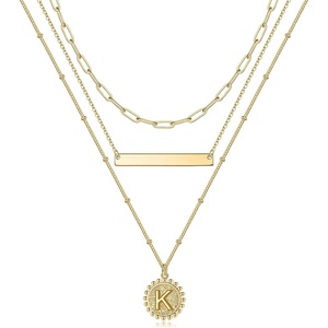 M MOOHAM Layered Gold Necklaces for Women, Gold Layered Necklaces for Women Initial K Necklace for Women Gold Necklaces for Women Trendy Gold Necklace for Women Girls Gold Jewelry for Women
