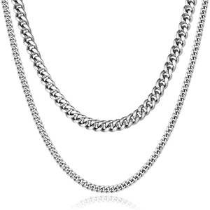 M MOOHAM Silver Chain for Men Gifts – Cuban Link Chain for Men Necklaces, Silver Chain | Layered Mens Chain | Stainless Steel Chains for Men Gifts for Men Gift Ideas