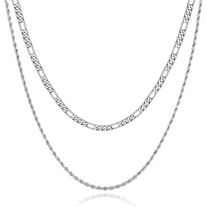 M MOOHAM Silver Necklace Chains for Men – Silver Chain for Men, Figaro Chain for Men Stainless Steel Chain Silver Rope Chains for Men Necklace Silver Chain for Men Jewelry
