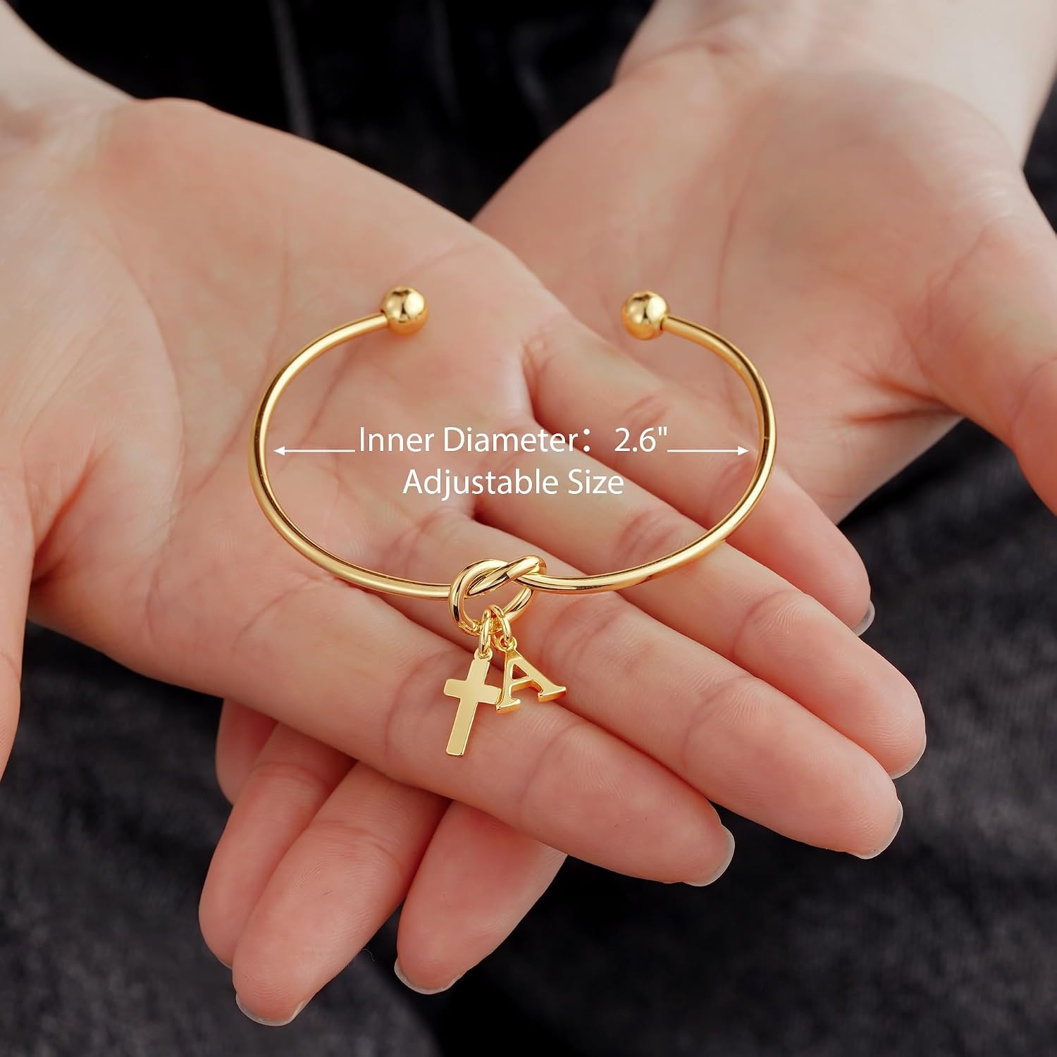 image:imageM MOOHAM Cross Initial Bracelet for Women Girls Letter AZ Cuff BraceletT