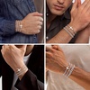 M MOOHAM Cross Bracelets for Men, Silver Plated Mens Chain Bracelet Stack(Cuban Link)