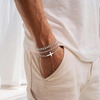M MOOHAM Cross Bracelets for Men, Silver Plated Mens Chain Bracelet Stack(Cuban Link)
