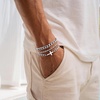 M MOOHAM Cross Bracelets for Men, Silver Plated Mens Chain Bracelet Stack(Rope Chain+Cuban Link)