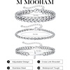 M MOOHAM Cross Bracelets for Men, Silver Plated Mens Chain Bracelet Stack(Rope Chain+Cuban Link)