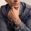 M MOOHAM Cross Bracelets for Men, Silver Plated Mens Chain Bracelet Stack(Rope Chain+Cuban Link)